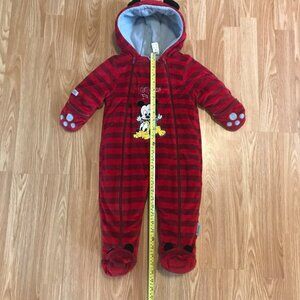 Disney Baby  Mickey Mouse Red & Black Striped Hooded Bunting Bag Outerwear 6-12M